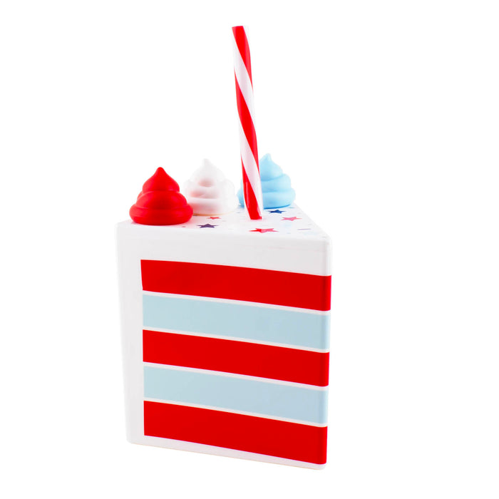 Patriotic Cake Novelty Cup W/Lid & Straw (Set of 6) - 12 ounce
