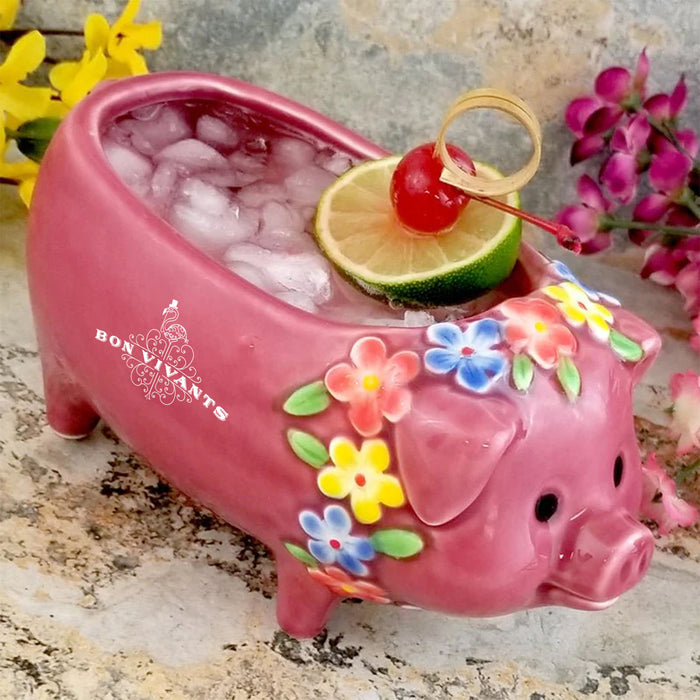 Imprinted BarConic® Tiki Drinkware - Pink Piggy - 16 ounce