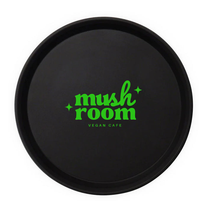 Imprinted Black Non-Skid Fiberglass Serving Tray - 16"