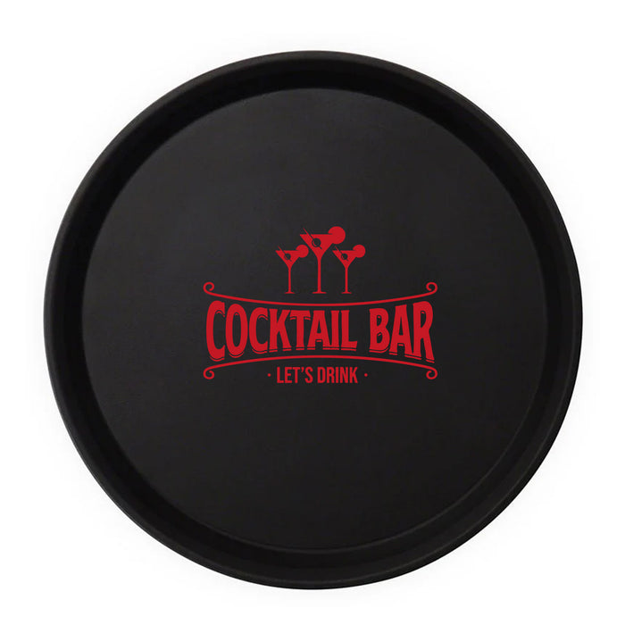 Imprinted Black Non-Skid Fiberglass Serving Tray - 16"