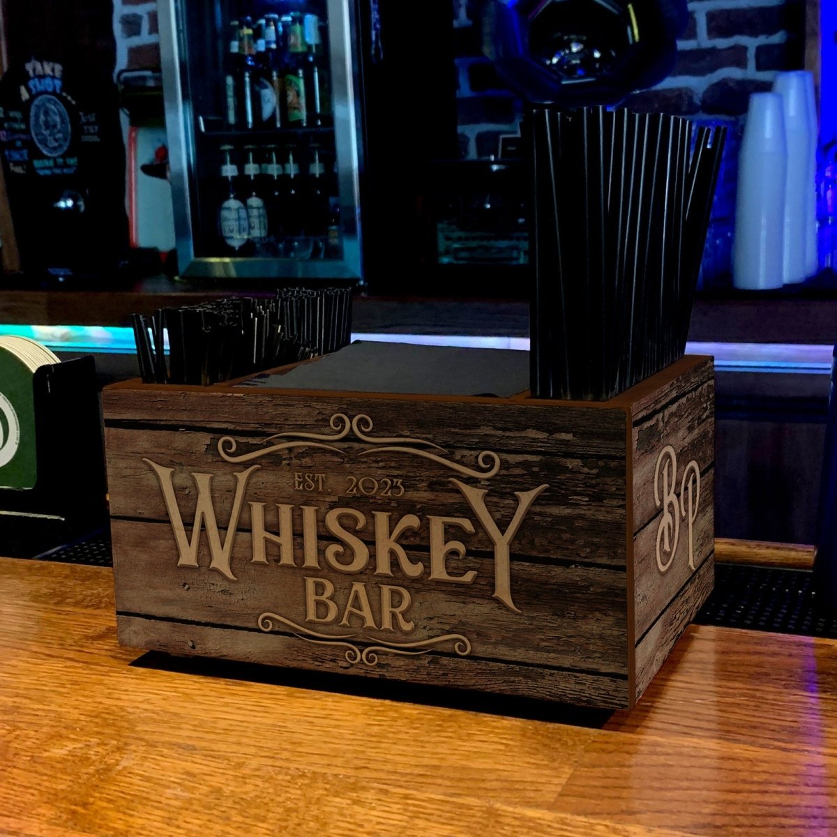 Bar Rim Caddy Customizable Wooden Bar Caddy - Whiskey Bar — Bar Products
