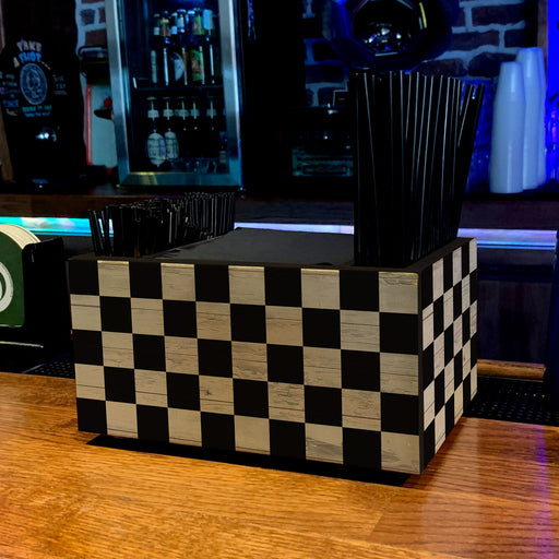 Wooden Bar Caddy - Checkerboard