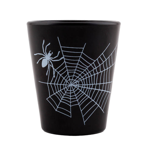 Printed Black Shot Glasses - Halloween Themed - Spider Web