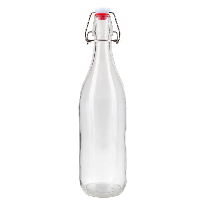 Round Glass Bottle w/ Swing Top - Available in 1 Liter or 17 ounce