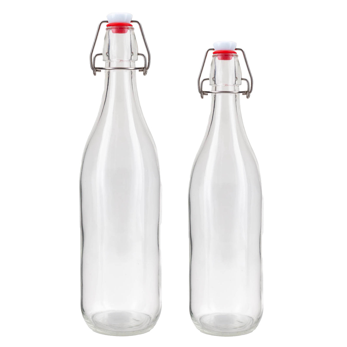 Round Glass Bottle w/ Swing Top - Available in 1 Liter or 17 ounce