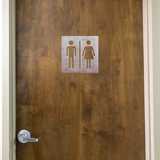 Stainless Steel Unisex Restroom Sign - 4" x 5"