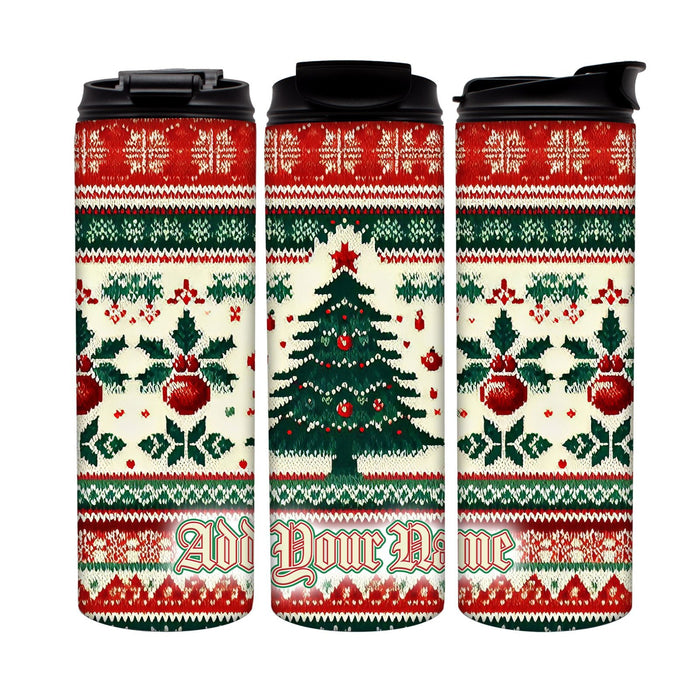 Customizable Stainless Steel Tumblers - Christmas Sweater - Optional Bases