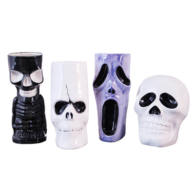 Spooky Tiki Mugs Drinkware Package - Set of 4 + FREE Mystery Tiki