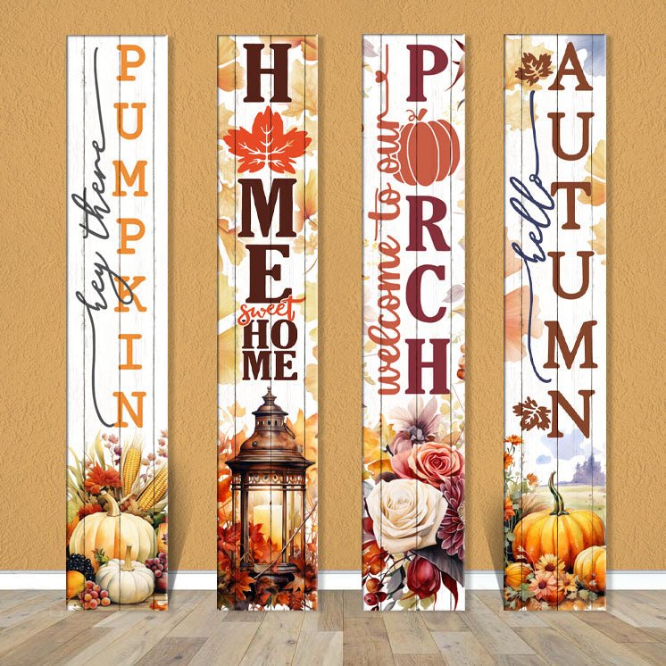 Large Autumn Sign Vertical Porch Sign / Autumn Fall Collection Porch Signs / 8x46 Wooden ...