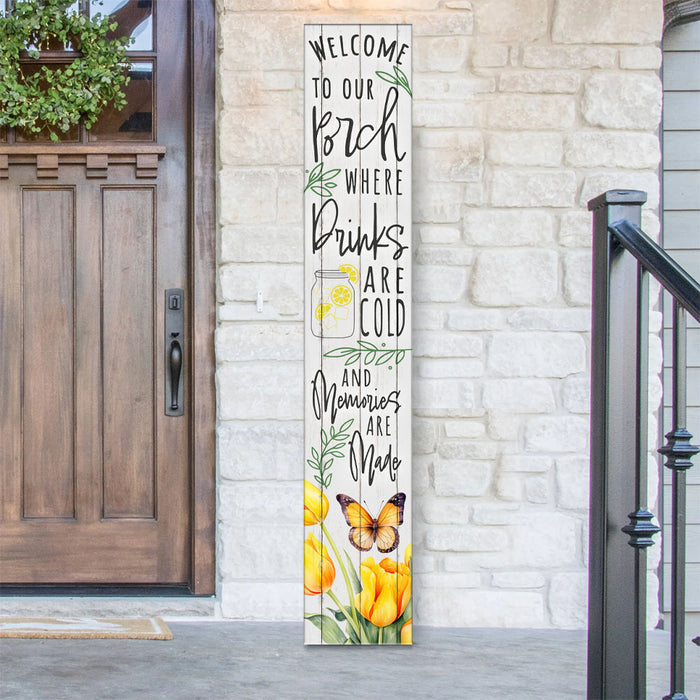 Vertical Porch Sign / Porch and Outdoor Decor / 8x46 Wooden Signs / Welcome to Our Porch