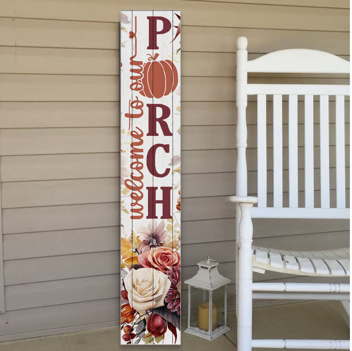 Vertical Porch Sign / Autumn Fall Collection Porch Signs / 8x46 Wooden Signs / Design Options