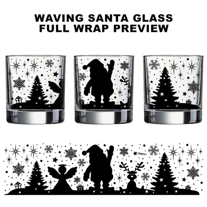 Waving Santa Claus Christmas Cocktail Glass