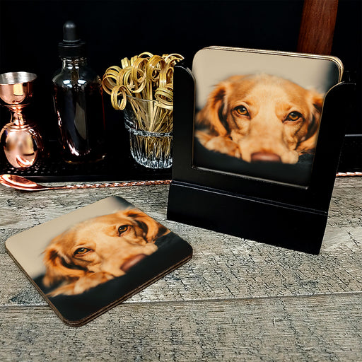 Custom Wooden Square Coasters - Upload Your Photo - Set of 4 w/ Coaster Caddy