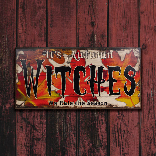 Customizable Large Vintage Wooden Bar Sign - It's Autumn Witches
