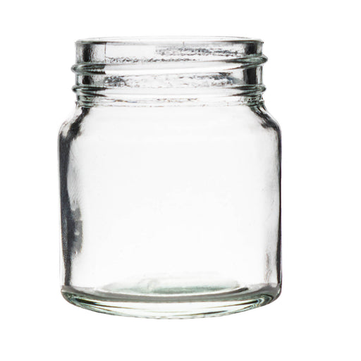 Clear glass jar on a white background