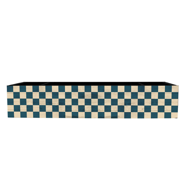 Wooden Condiment Caddy - Blue Checkerboard