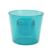 Blue plastic cup on a white background