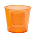 Clear orange plastic cup on a white background