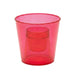 Clear red plastic cup on a white background