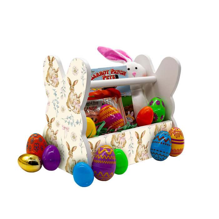 Wooden Bunny Basket - Vintage Bunnies
