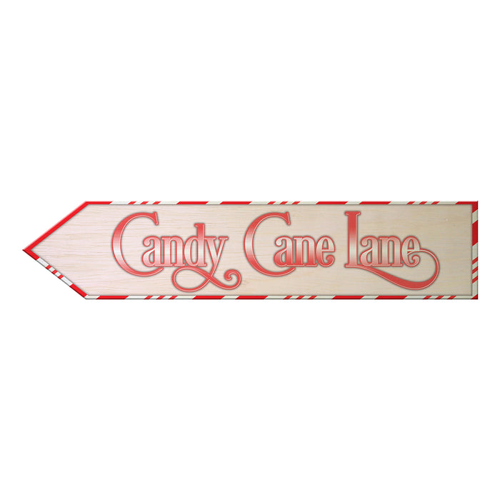 Christmas Wood Arrow Signs - Candy Cane Lane Left