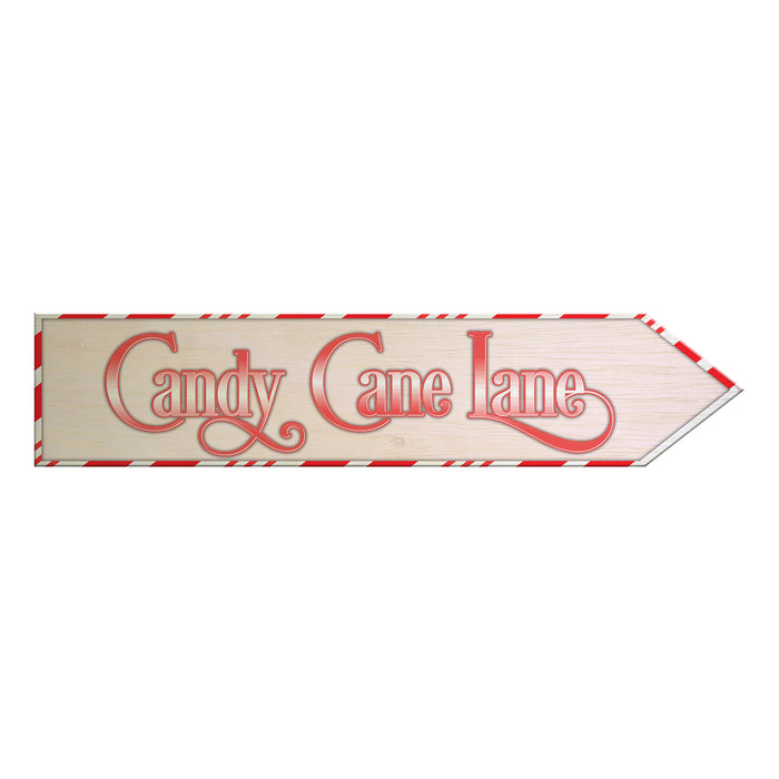 Christmas Wood Arrow Signs - Candy Cane Lane Right