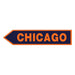 Directional sign with 'Chicago' text on a white background