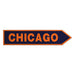 Sign with 'CHICAGO' text on a blue arrow-shaped background
