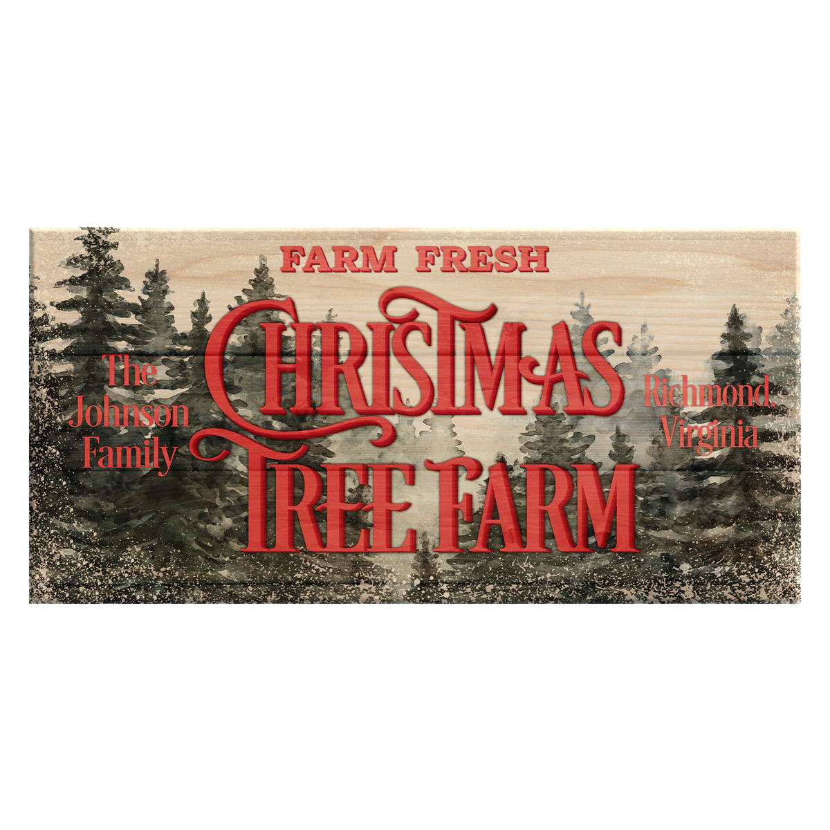 Farm Fresh Christmas Trees Distressed Red Metal Pitcher