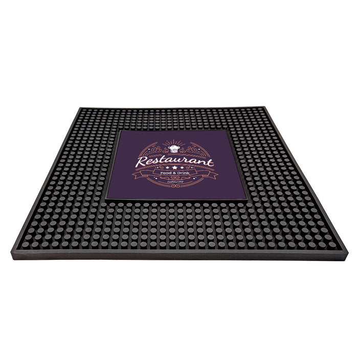 Custom Rubber Service Mat with Square Imprint Area - 12" x 12"