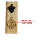 Custom Engraved Anchor Wooden Wall Bottle Opener w/ Magnetic Cap Catcher