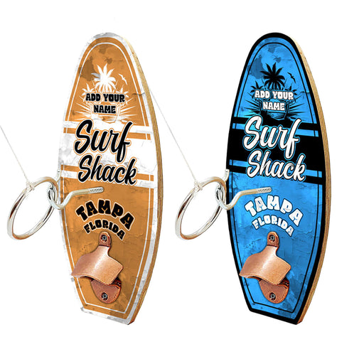Custom Wall Mounted Ring Toss Game with Bottle Opener - Surfboard - Surf Shack - Multiple Colors