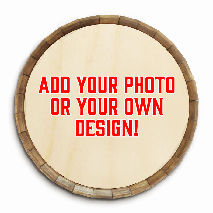 Custom Wooden Barrel Top Tavern Sign - Upload Your Photo
