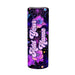 A cylindrical tumbler or cup with a black background and a colorful gothic design featuring purple spiderwebs, pink and purple flowers, and the customizable text 'Add Your Name' in white script.