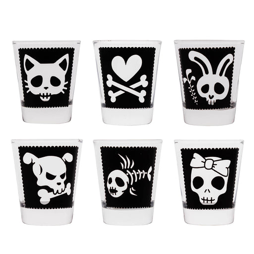 Printed Shot Glasses - Cutsey Skulls - 1.75 ounce