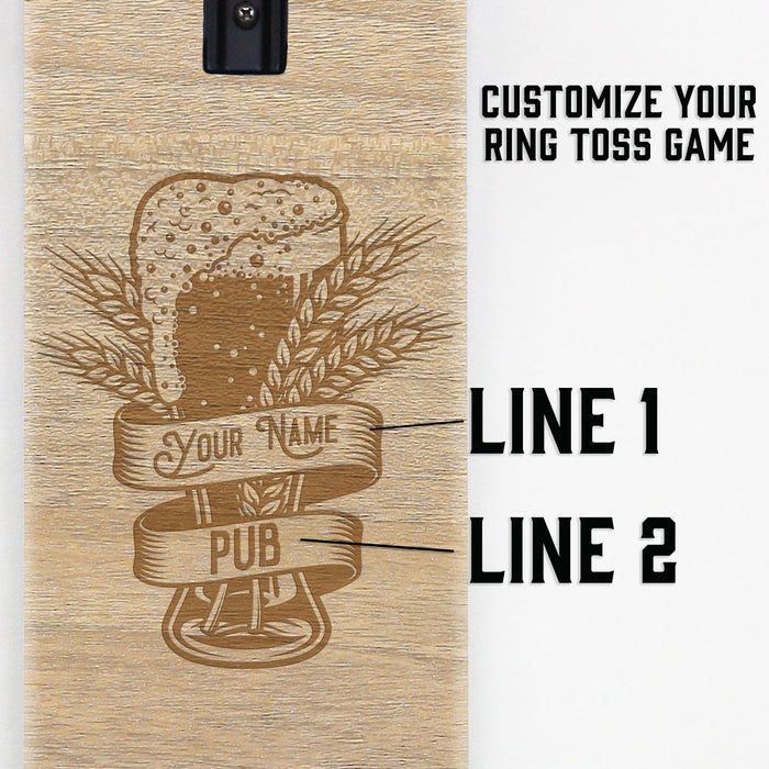 Customizable Engraved Wall Mounted Folding Ring Toss Custom Lines