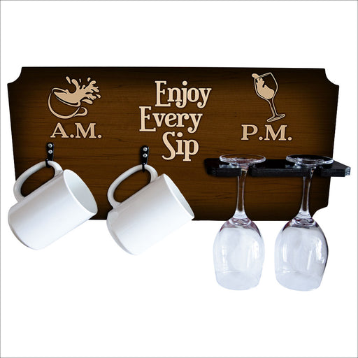 "Enjoy Every Sip" Coffee Mug and Wine Glass Holder
