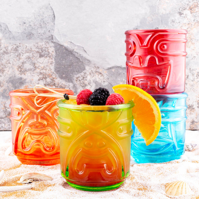 Colored Tiki Stacking Tumblers (12oz) - Set of 4