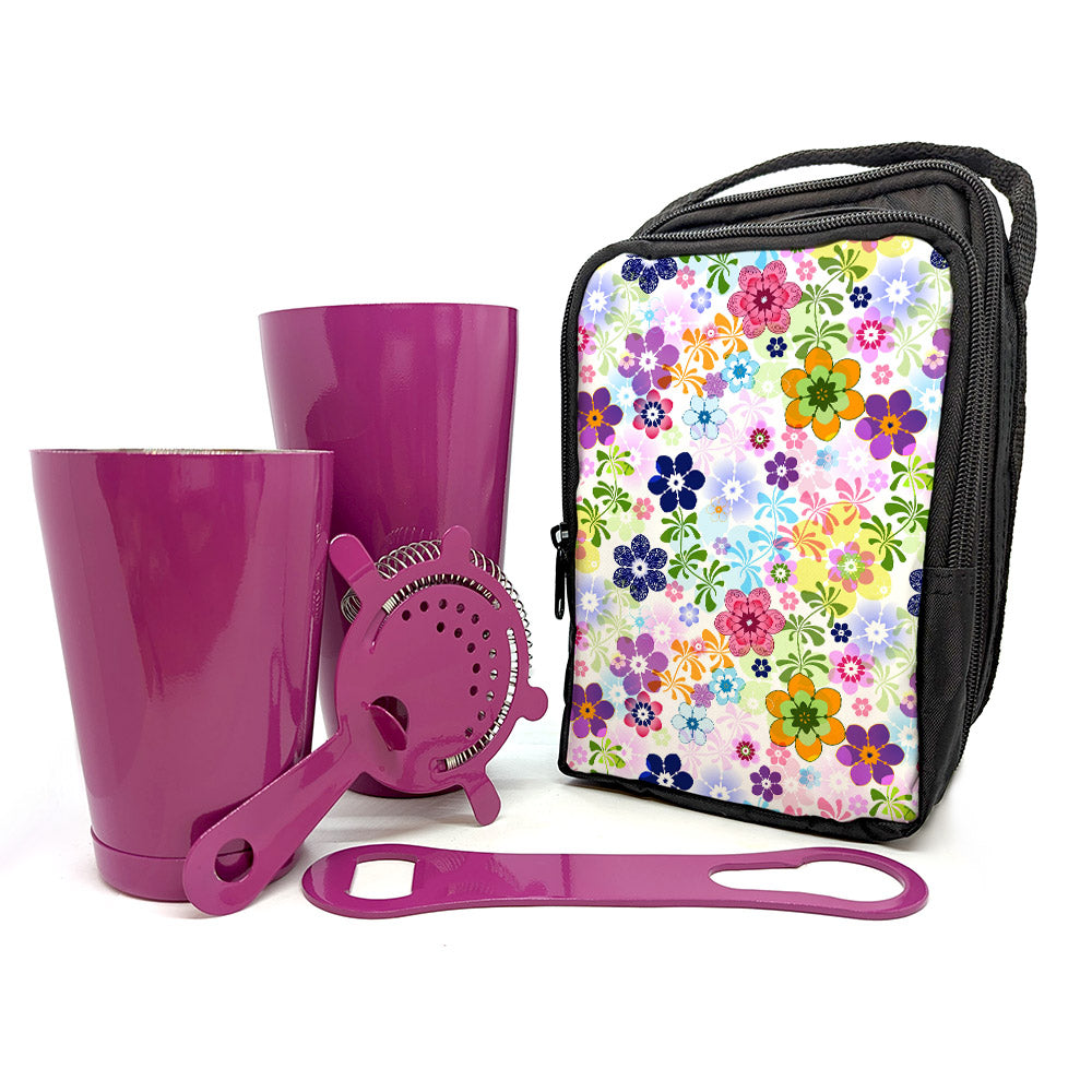 Fun Floral Bar Tote Set with Purple Bar Tools