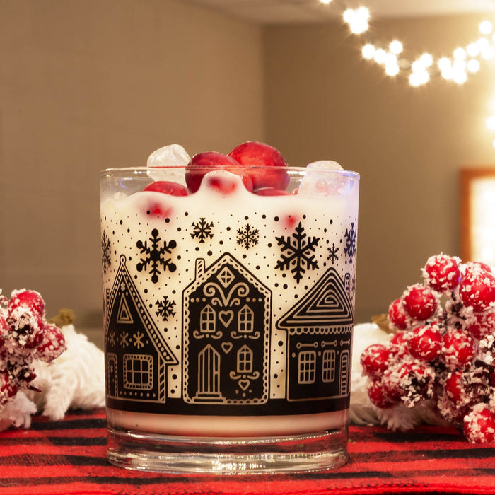 BarConic Christmas Collection Glassware - Gingerbread Town - 10 ounce