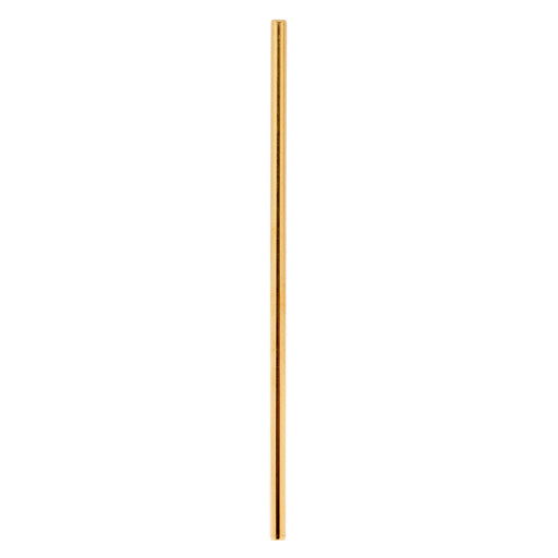 Gold cylindrical straw on a white background