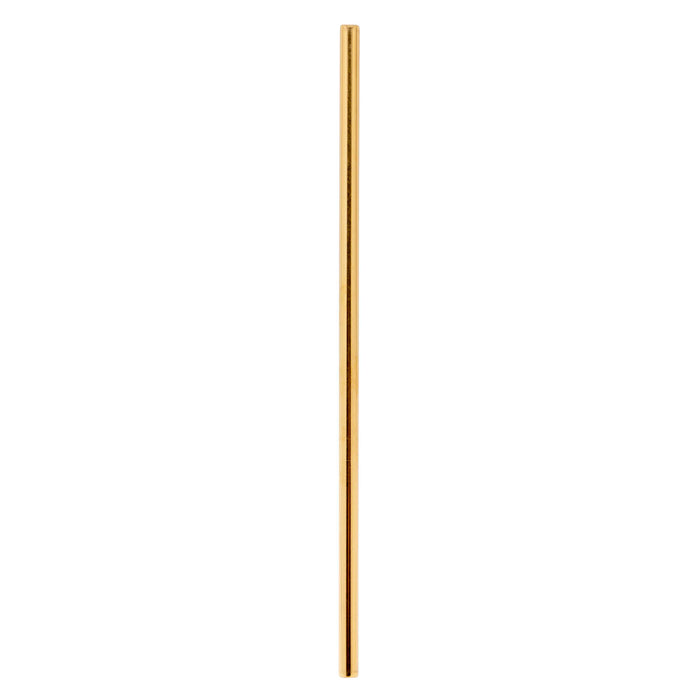 Gold cylindrical straw on a white background
