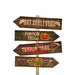 Halloween-themed wooden signpost with directional arrows on a white background