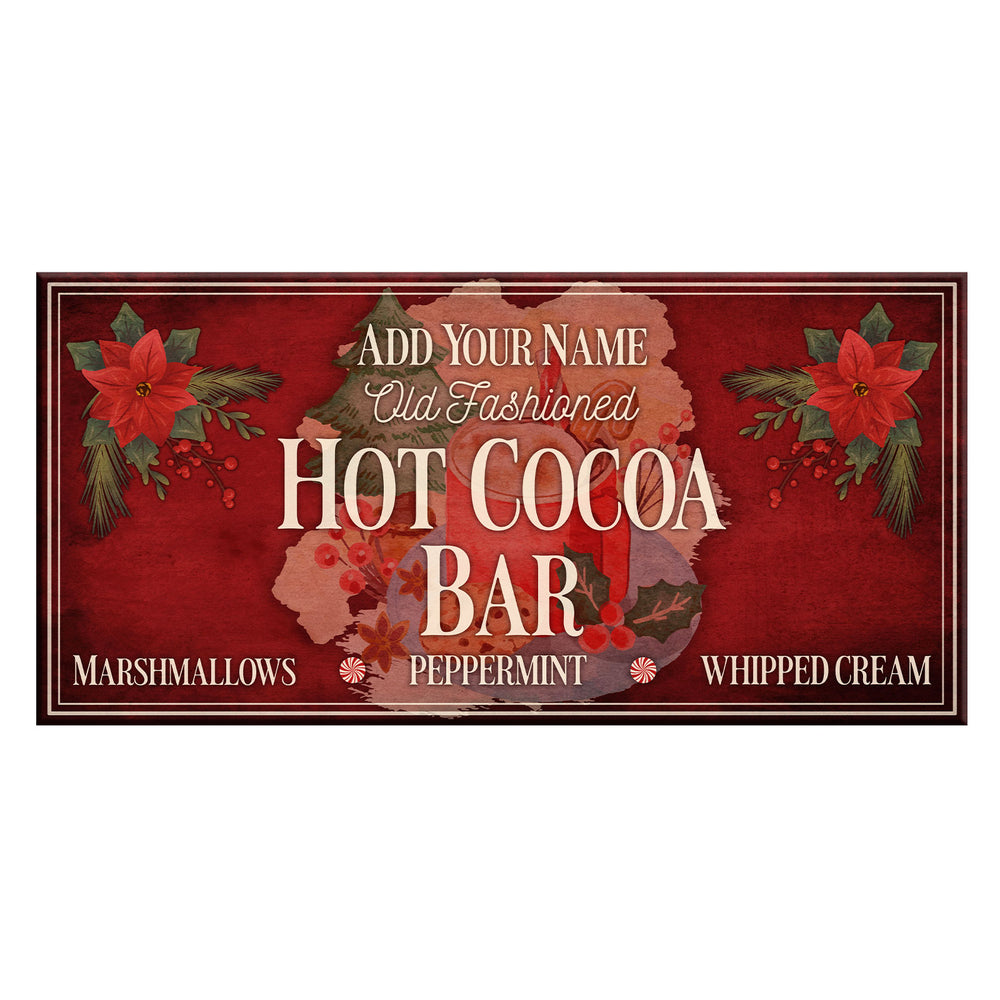 Customizable Large Vintage Wooden Bar Sign - Hot Cocoa Bar - 11 3/4" X 23 3/4"