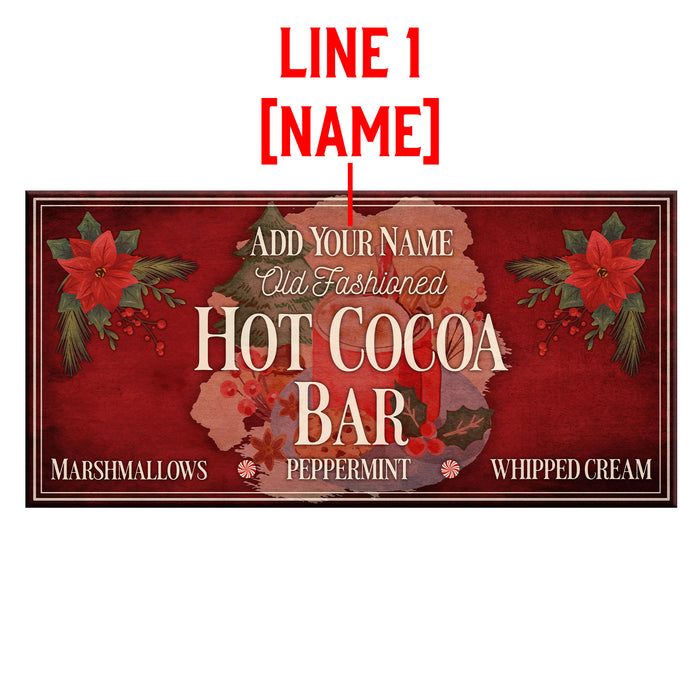 Customizable Large Vintage Wooden Bar Sign - Hot Cocoa Bar - 11 3/4" X 23 3/4"