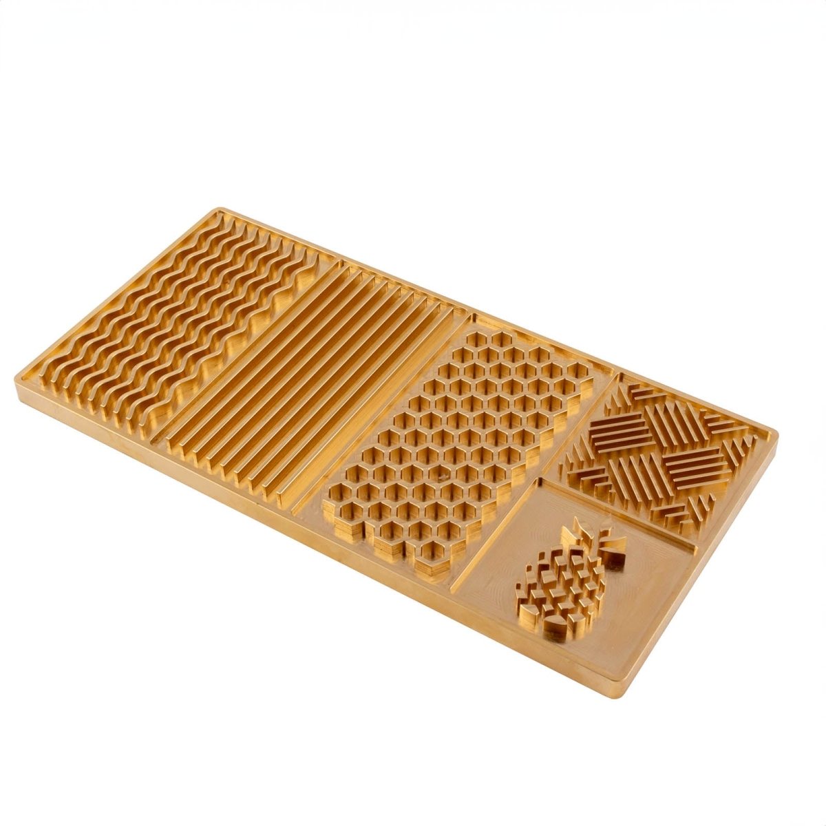BarConic® Craft Ice Mold Tray with 5 designs - Brass 4 x 8 - Bar