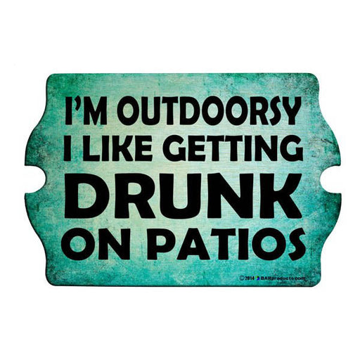 Teal sign with black text on a white background