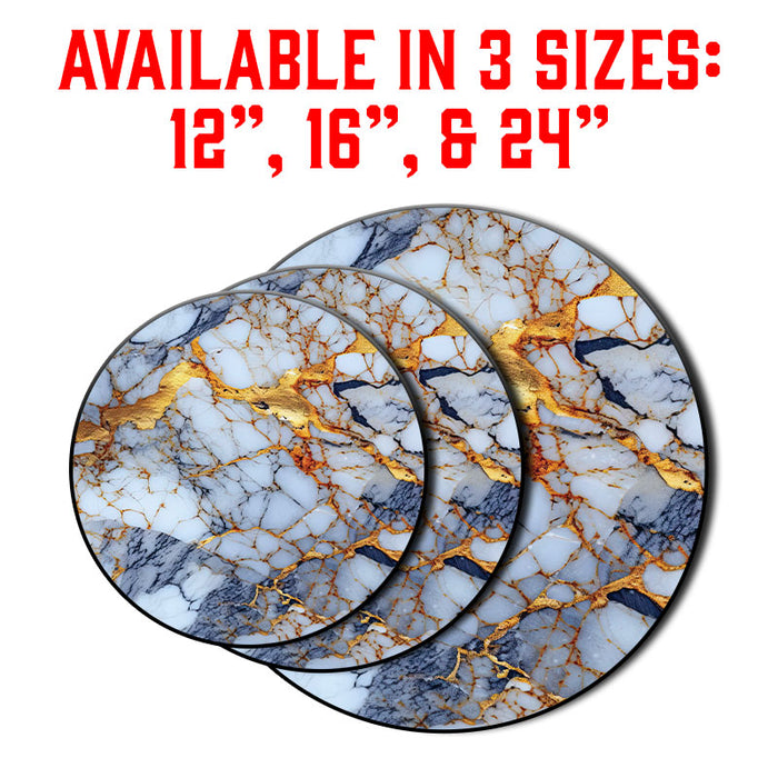 Lazy Susan - Ivory Marble W/ Gold Design - Multiple Sizes