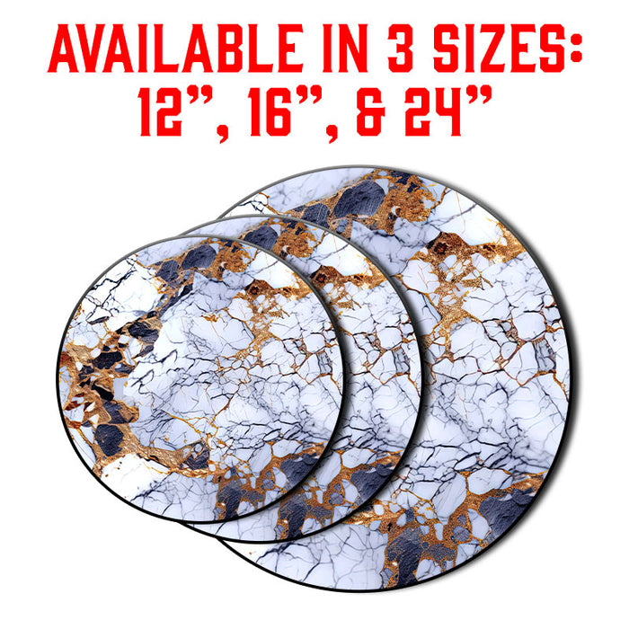 Lazy Susan - Porcelain Marble W/ Gold Design - Multiple Sizes