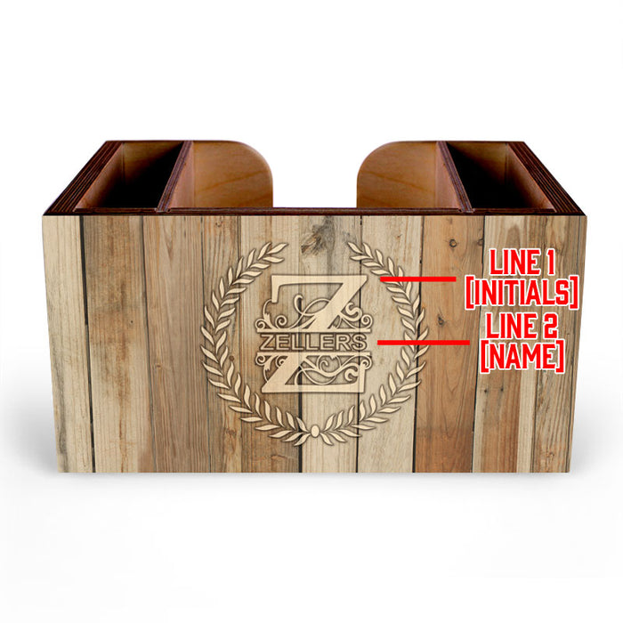 Customizable Wooden Bar Caddy - White Wood With Leaves
